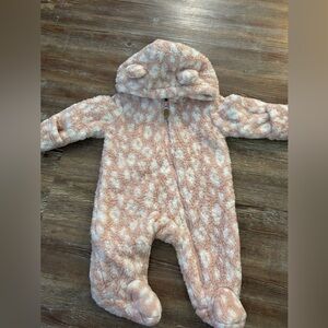 (2) Baby Carters pink newborn winter sherpa onesies